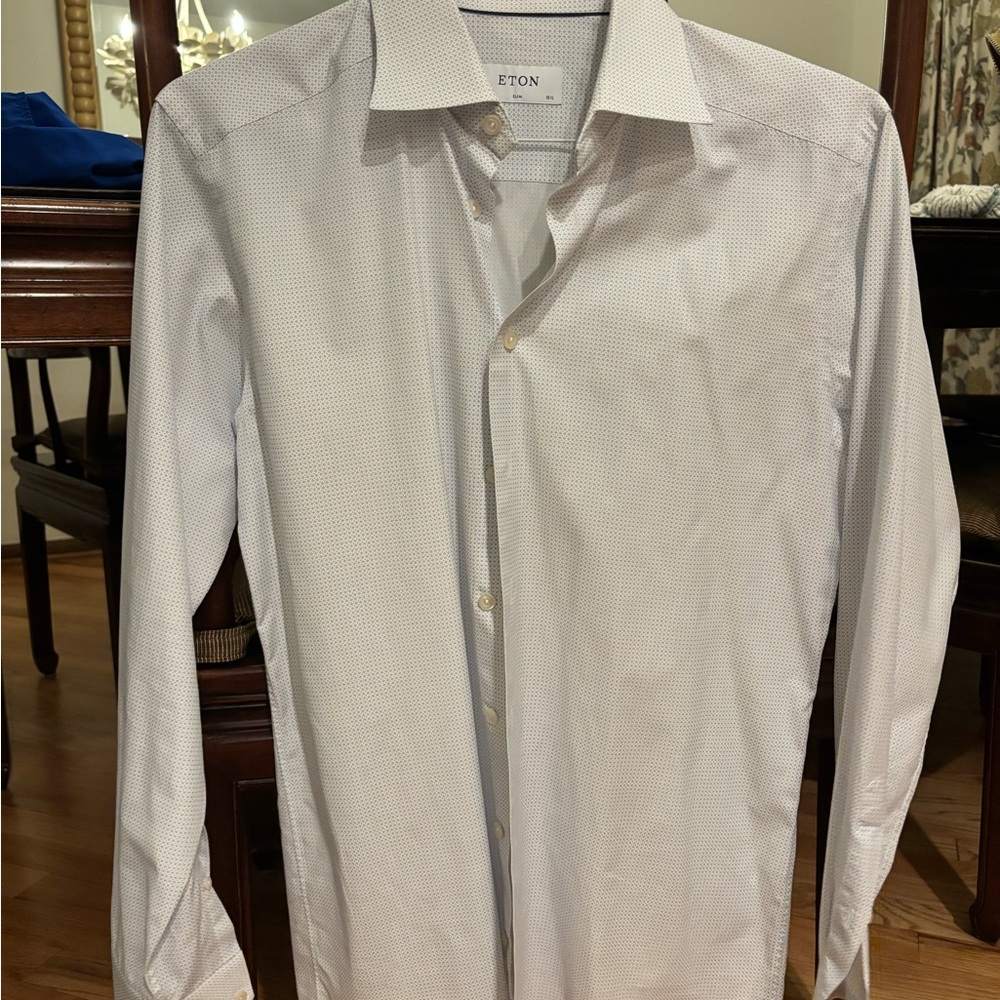 Eton Men's Subtle Patterned White Dress Shirt